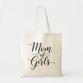 Mom of Girls Modern Elegant Script Four Photo Tote Bag (Voorkant)