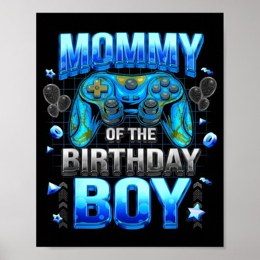 Mom Of The Birthday Boy Cool Gamer Funny Video Gam Poster (Voorkant)
