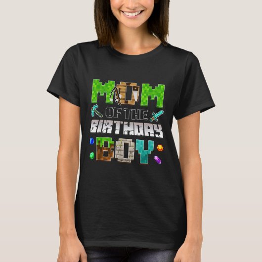 Mom Of The Birthday Boy Funny Gaming Birthday Xel  T-shirt (Voorkant)