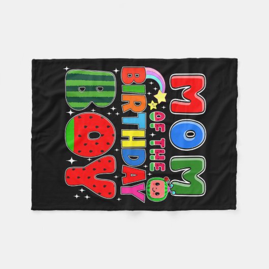 Mom Of The Birthday Boy Melon Family Matching Funn Fleece Deken (Voorkant (Horizontaal))