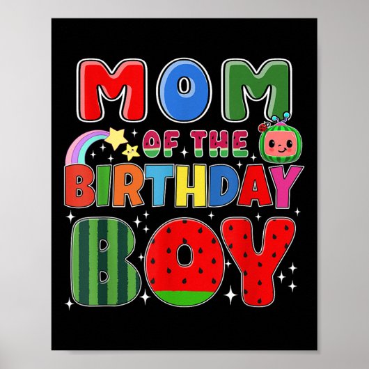 Mom Of The Birthday Boy Melon Family Matching Funn Poster (Voorkant)