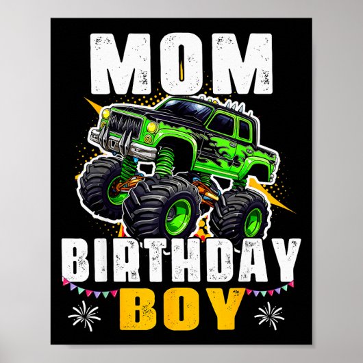 Mom Of The Birthday Boy Monster Truck Family Match Poster (Voorkant)