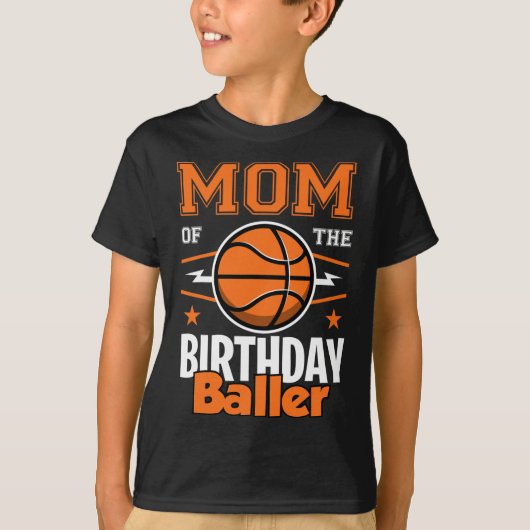 Mom Of The Birthday Byller Bysketbyll Big Fan Birt T-shirt (Voorkant)