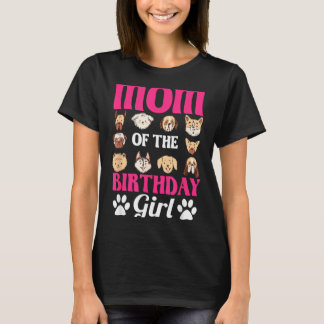 Mom Of The Birthday Girl Dog Paw Bday Party T-shirt