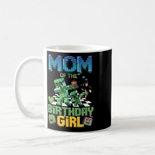 Mom Of The Birthday Girl Funny Video Game Pixel Gi Koffiemok (Links)