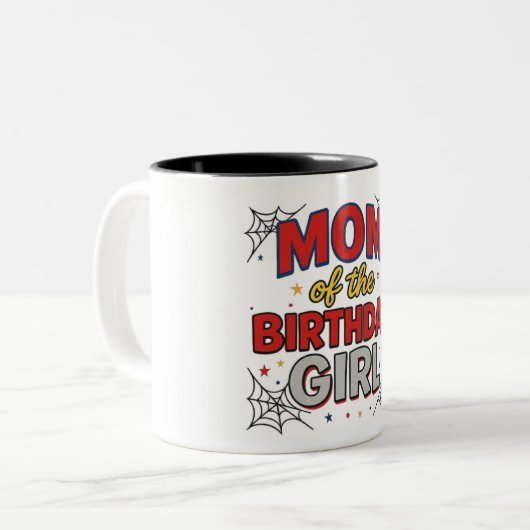 Mom of the Birthday Girl Mug Tweekleurige Koffiemok (Voorkant links)