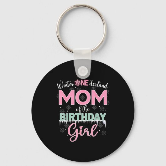 Mom Of The Birthday Girl Shirt Winter Onederland F Sleutelhanger (Voorkant)