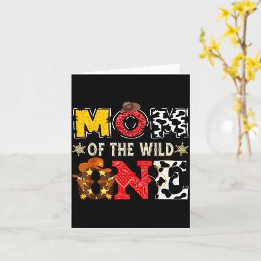 Mom Of The Wild One 1st Birthday Boy Western Cowbo Kaart (Gele Bloem)