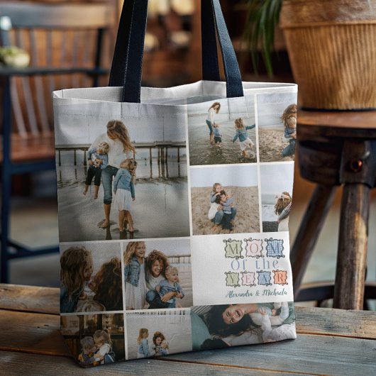 Mom of the Year Patchwork Photo Design Tote Bag