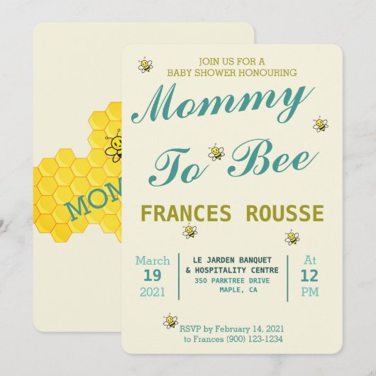 MOM OM DE INVITATIE VAN HET BABY SHOWER VAN DE KUS KAART (Voorkant / Achterkant)