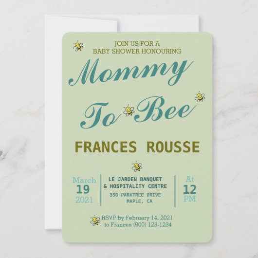 MOM OM DE INVITATIE VAN HET BABY SHOWER VAN DE KUS KAART (Voorkant)