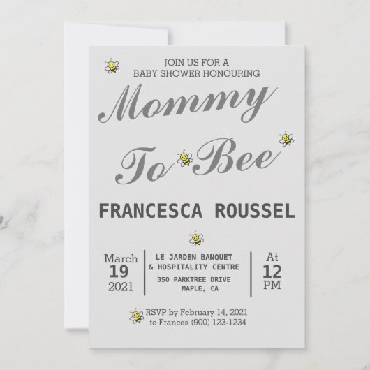 MOM OM DE INVITATIE VAN HET GRAY-BABY SHOWER VAN D KAART (Voorkant)