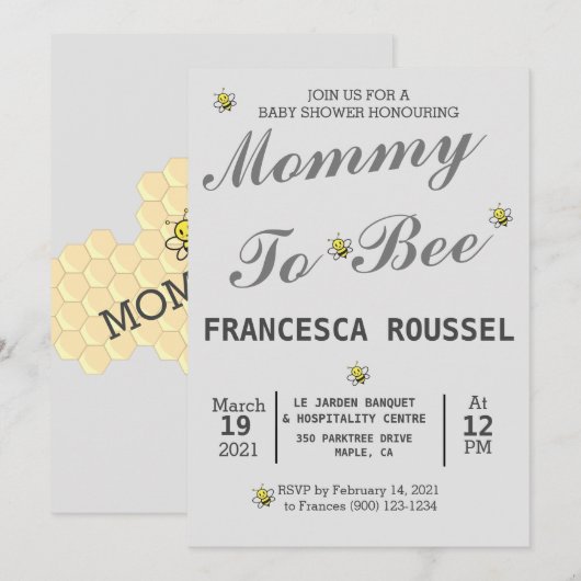 MOM OM DE INVITATIE VAN HET GRAY-BABY SHOWER VAN D KAART (Voorkant / Achterkant)