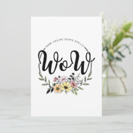 MOM ondersteboven gespeld is WOW!  Feestdagenkaart