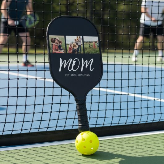 Mom Opgericht Modern Bold Script Zwart 3 Foto Pickleball Paddle