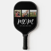 Mom Opgericht Modern Bold Script Zwart 3 Foto Pickleball Paddle (Achterkant)