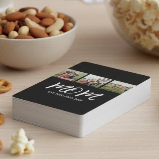 Mom Opgericht Modern Bold Script Zwart 3 Foto Pokerkaarten