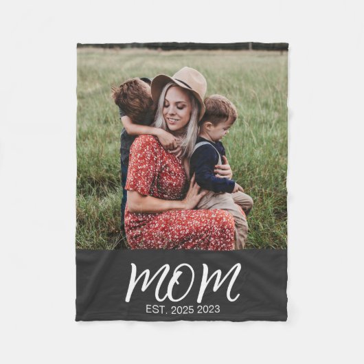 Mom Opgericht Zwart Modern Script Photo Fleece Deken (Voorkant)