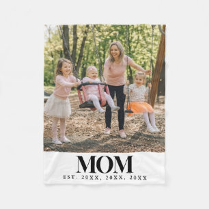 MOM Opgericht Zwarte Typografie Foto Cadeau Fleece Deken
