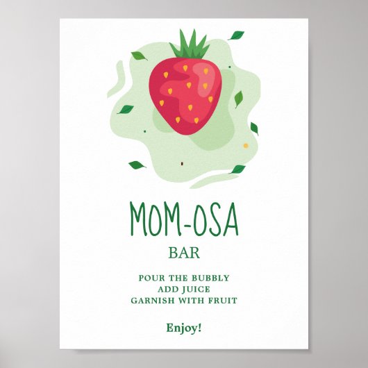 Mom-osa Aardbei Groen Rood Fruit Baby shower Poster (Voorkant)