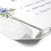 "MOM"osa Bar, blauwe zilveren bloemen en glas, dou Poster (Hoek)