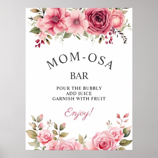 Mom-osa Bar Bloemen Baby shower Roos Kleurrijke Ba Poster (Voorkant)