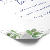 "MOM"osa Bar, Blue en Silver Floral Baby shower Poster (Hoek)