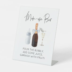 Mom-osa Bar Bordje voor Baby Shower Blauw Reclamebord Met Voetstuk