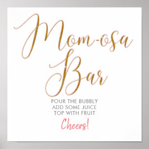 Mom-osa Bar Gouden Glitter Script Tekst Poster