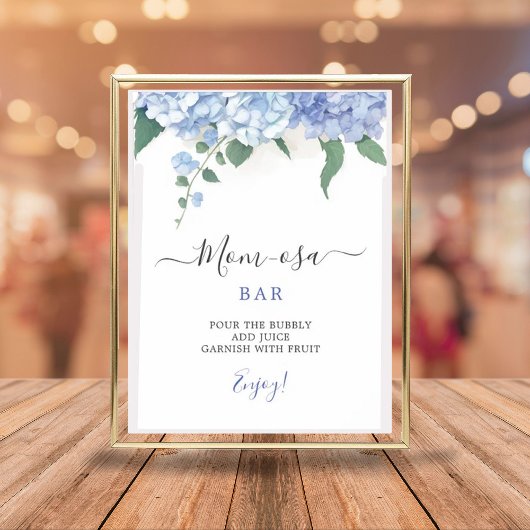 Mom-osa Bar Het is een Boy Blue Hydrangea Baby sho Poster