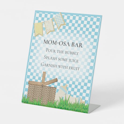 Mom-osa Bar Picknick Baby shower Reclamebord Met Voetstuk (Voorkant)