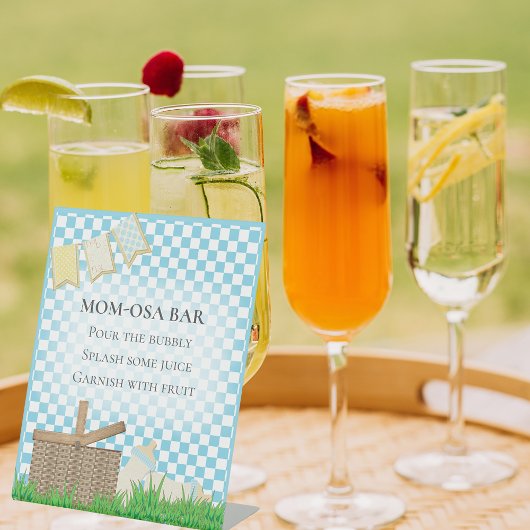Mom-osa Bar Picknick Baby shower Reclamebord Met Voetstuk