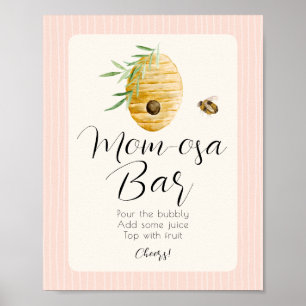 Mom-osa Bar Roze Bij Thema Meisje Baby Shower Bord Poster