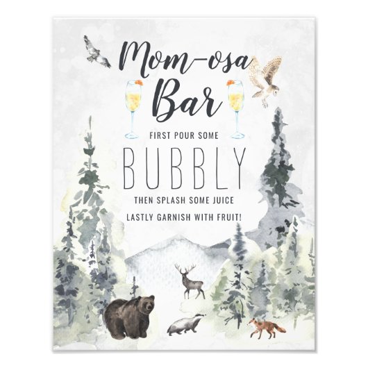 Mom-osa Bar | Rustieke bos bosbeer Foto Afdruk (Voorkant)