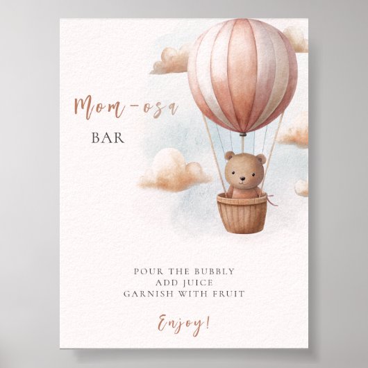 Mom-osa Beer op Balloon Baby shower Poster (Voorkant)