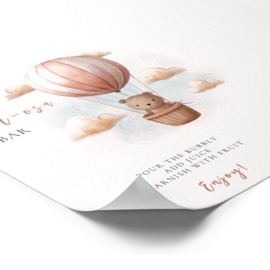 Mom-osa Beer op Balloon Baby shower Poster (Hoek)