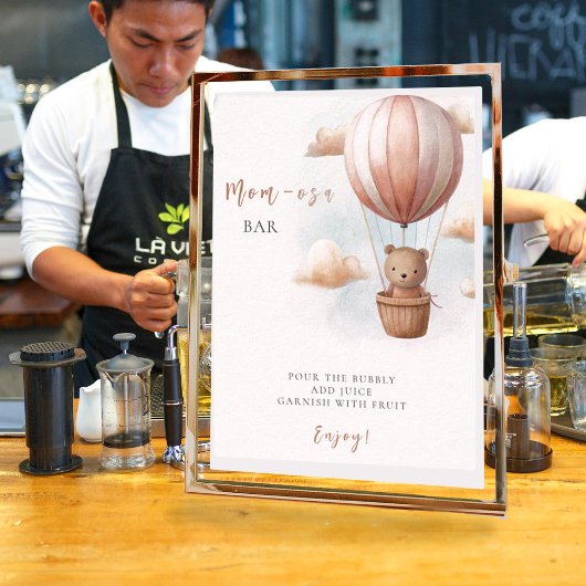 Mom-osa Beer op Balloon Baby shower Poster