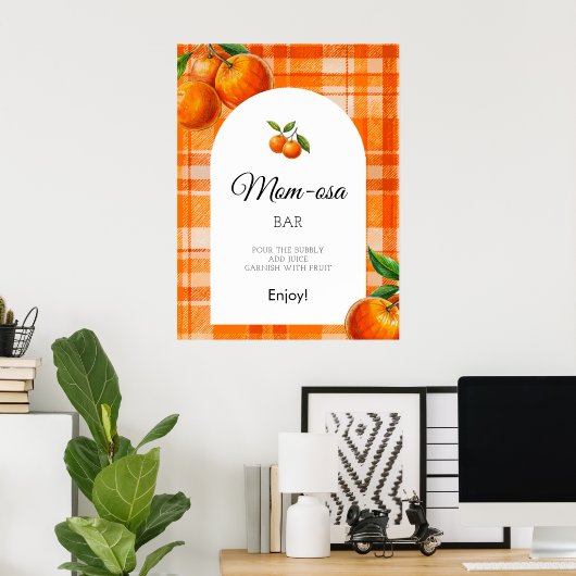 Mom-osa Sinaasappel 3D Citrus Plaid Getrokken Baby Poster (Thuiskantoor)
