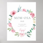 Mom-osa Spring Flowers Roze Meisje Baby shower Poster (Voorkant)