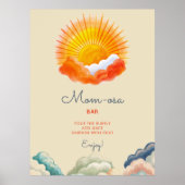 Mom-osa Sunshine en Clouds Retro Baby shower Poster (Voorkant)