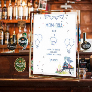 Mom-osa Trein Blauwe Ballonnen Jongen Baby shower Poster