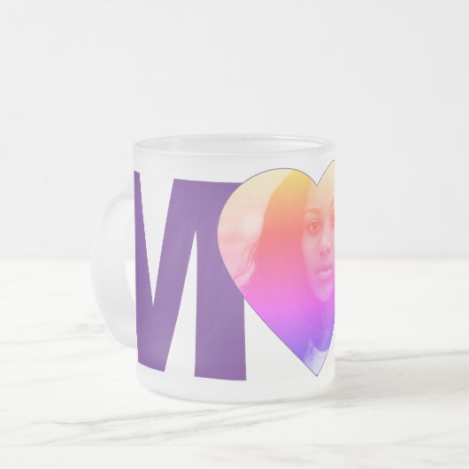 "MoM" paarse aangepaste Foto Hart Matglas Koffiemok (Voorkant links)