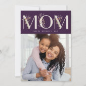 MOM | paarse moderne gelukkige moederdag Feestdagenkaart (Voorkant)