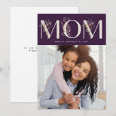 MOM | paarse moderne gelukkige moederdag Feestdagenkaart (Voorkant / Achterkant)