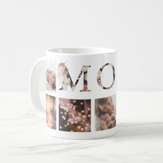 MOM Pampas Aangepaste Boho Moderne Multi Foto Mok (Voorkant links)