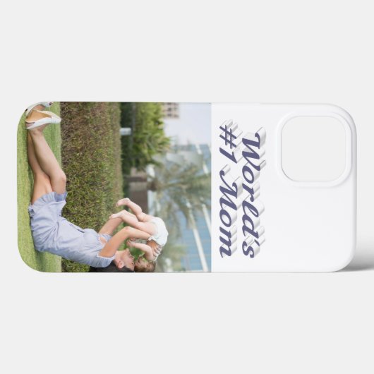 Mom Photo gray text iPhone Case (Achterkant (horizontaal))
