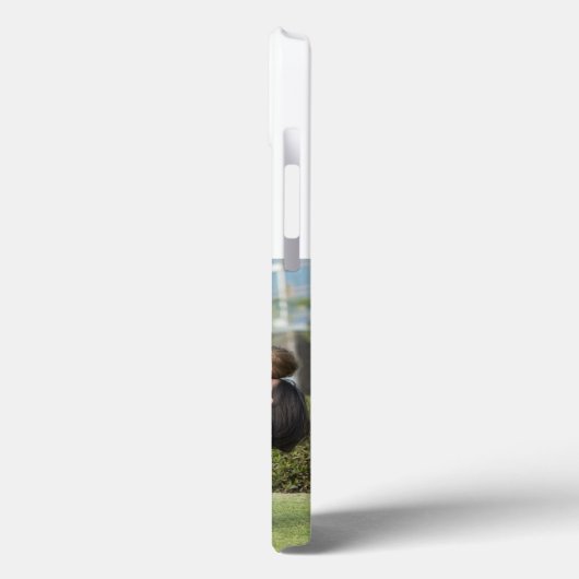 Mom Photo gray text iPhone Case (Achterkant / Links)