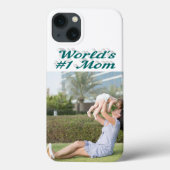 Mom Photo green text iPhone Case (Achterkant)