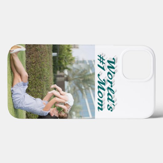 Mom Photo green text iPhone Case (Achterkant (horizontaal))