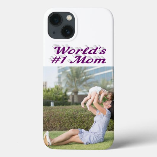 Mom Photo purple text iPhone Case (Achterkant)